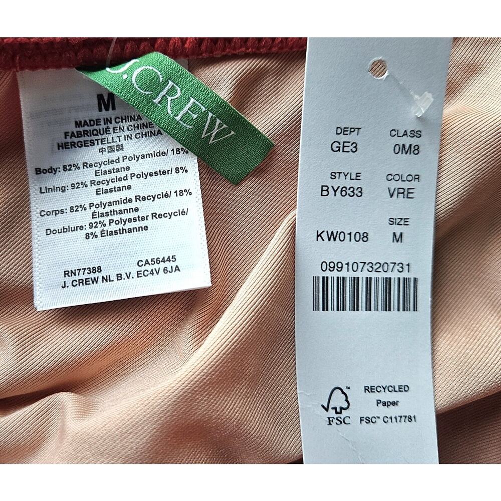 J. CREW Women's Size M Bikini Swimsuit Top Halter Red Tie Back Lined NEW NWT - Picture 3 of 7